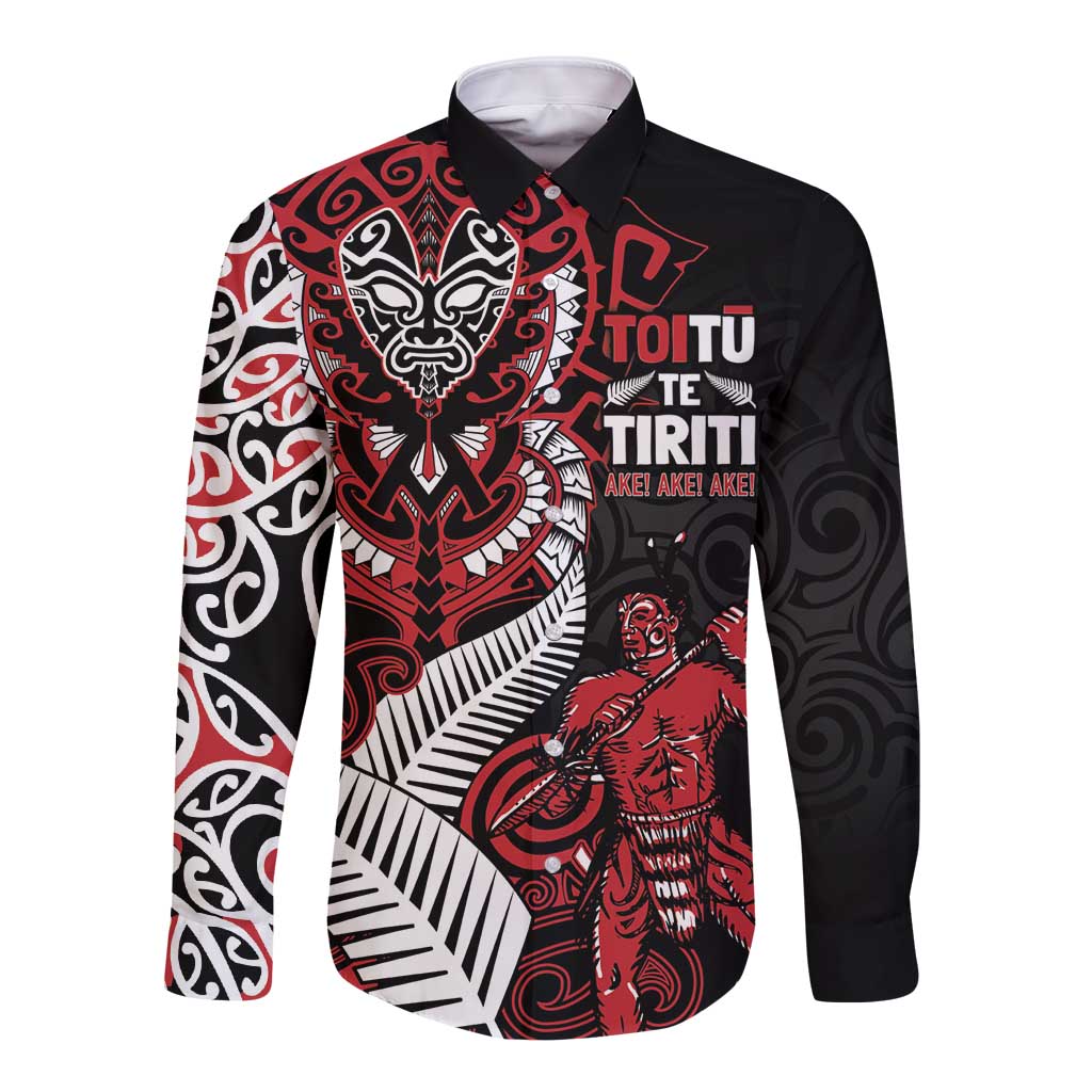 Aotearoa Toitu Te Tiriti Long Sleeve Button Shirt Whakairo Wheku