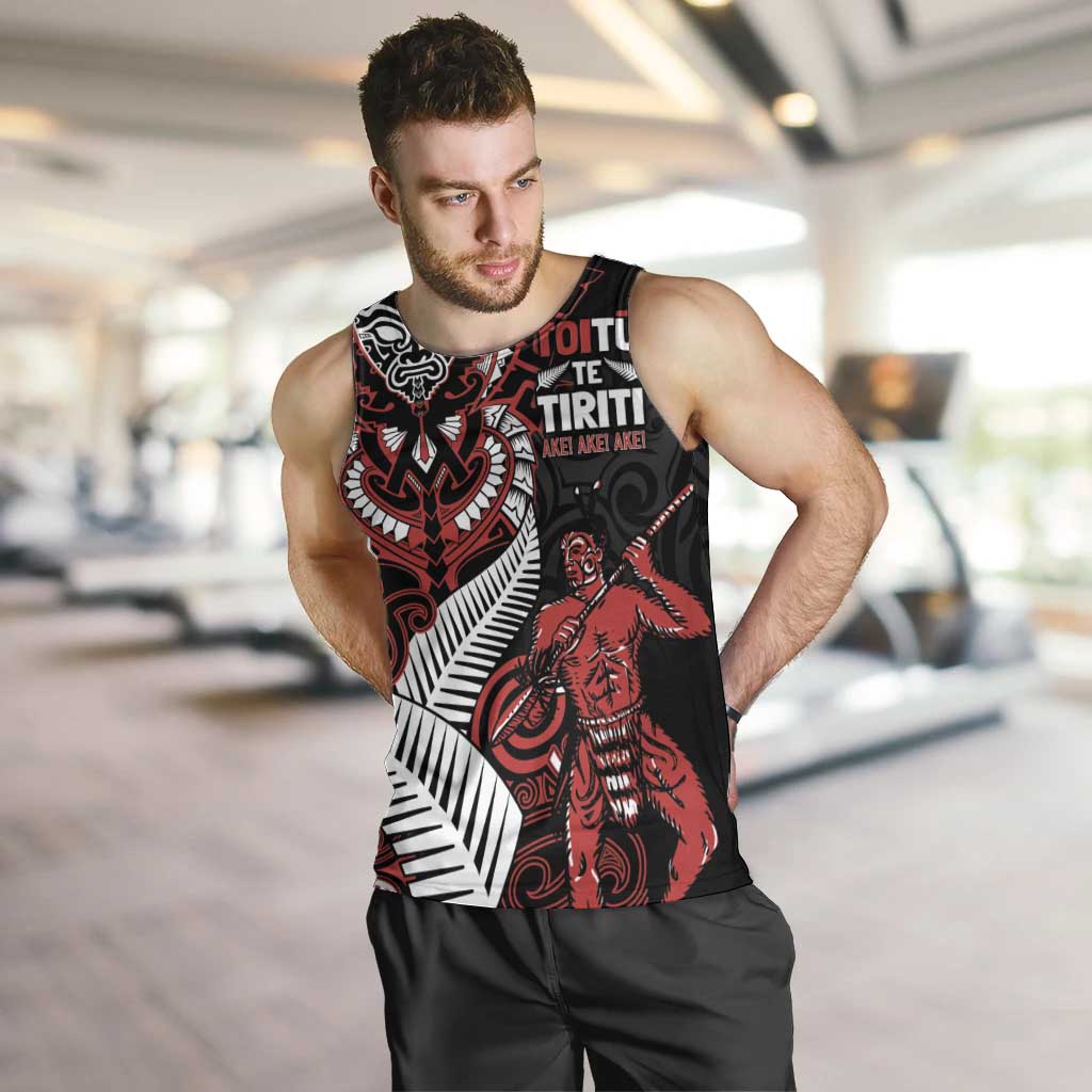 Aotearoa Toitu Te Tiriti Men Tank Top Whakairo Wheku LT7 Black - Polynesian Pride
