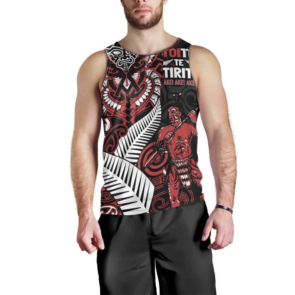 Aotearoa Toitu Te Tiriti Men Tank Top Whakairo Wheku LT7 - Polynesian Pride
