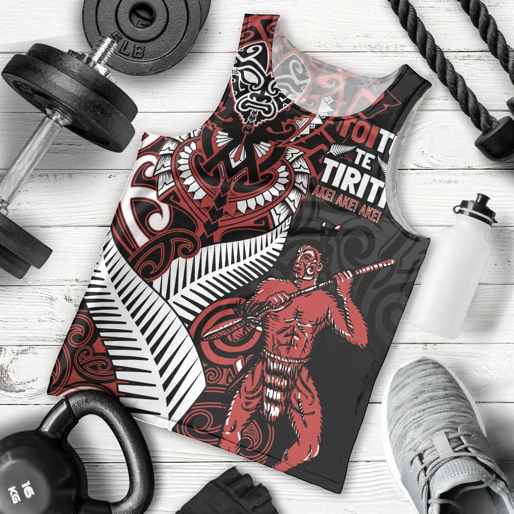 Aotearoa Toitu Te Tiriti Men Tank Top Whakairo Wheku LT7 - Polynesian Pride