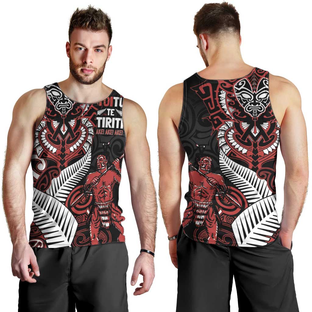 Aotearoa Toitu Te Tiriti Men Tank Top Whakairo Wheku LT7 - Polynesian Pride