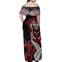 Aotearoa Toitu Te Tiriti Off Shoulder Maxi Dress Whakairo Wheku LT7 - Polynesian Pride