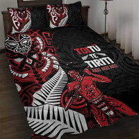 Aotearoa Toitu Te Tiriti Quilt Bed Set Whakairo Wheku LT7 Black - Polynesian Pride