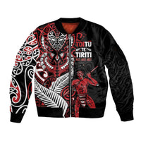 Aotearoa Toitu Te Tiriti Sleeve Zip Bomber Jacket Whakairo Wheku