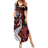 Aotearoa Toitu Te Tiriti Summer Maxi Dress Whakairo Wheku LT7 Women Black - Polynesian Pride