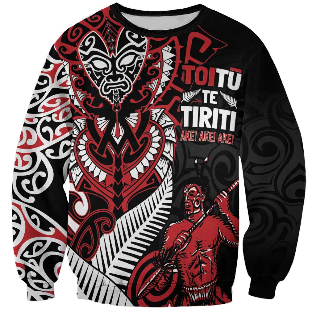 Aotearoa Toitu Te Tiriti Sweatshirt Whakairo Wheku LT7 Unisex Black - Polynesian Pride