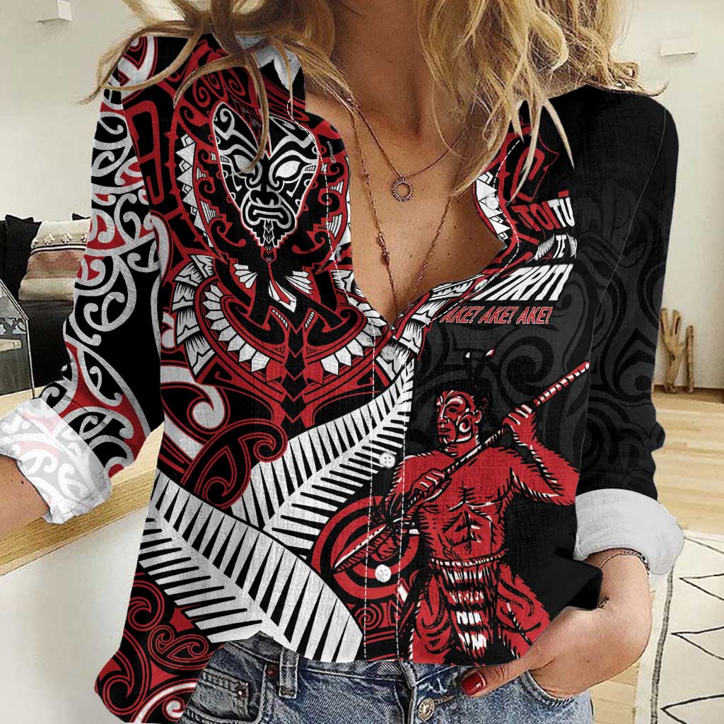 Aotearoa Toitu Te Tiriti Women Casual Shirt Whakairo Wheku