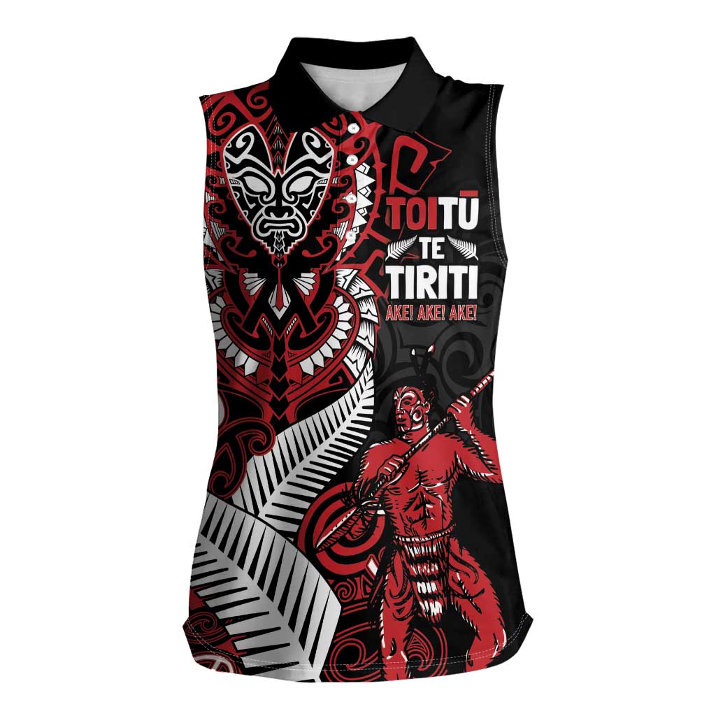 Aotearoa Toitu Te Tiriti Women Sleeveless Polo Shirt Whakairo Wheku