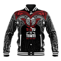 Aotearoa Maori Personalized Baseball Jacket Toitu Te Tiriti Ake! Ake! Ake! LT7 Unisex Black - Polynesian Pride