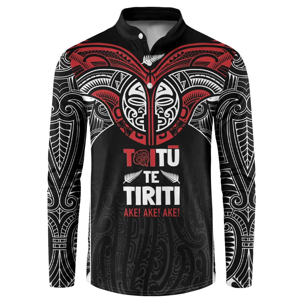 Aotearoa Maori Personalized Button Sweatshirt Toitu Te Tiriti Ake! Ake! Ake! LT7 Black - Polynesian Pride