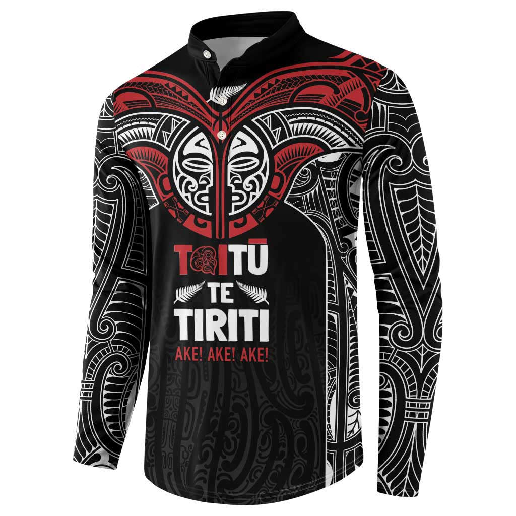 Aotearoa Maori Personalized Button Sweatshirt Toitu Te Tiriti Ake! Ake! Ake! LT7 - Polynesian Pride