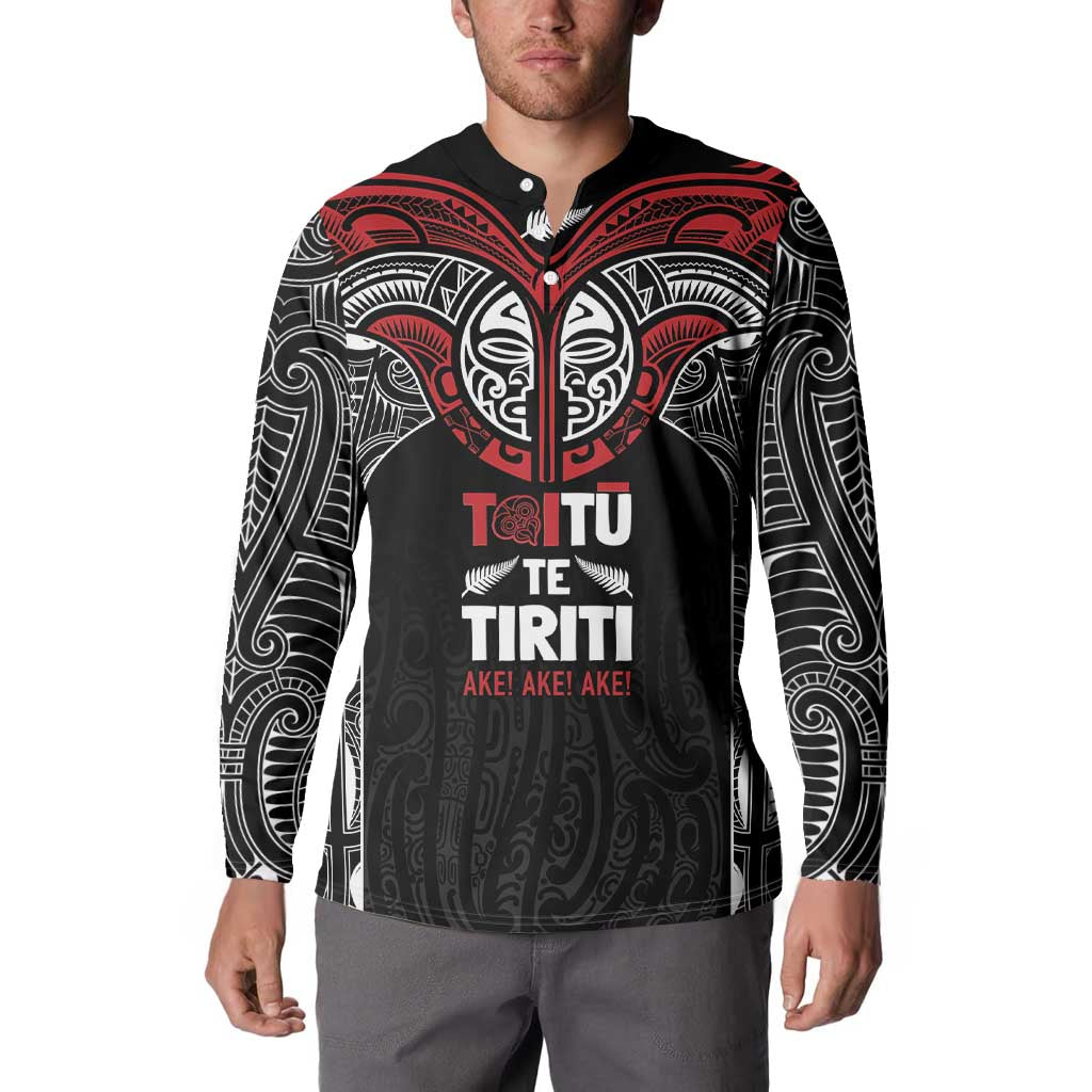 Aotearoa Maori Personalized Button Sweatshirt Toitu Te Tiriti Ake! Ake! Ake! LT7 - Polynesian Pride