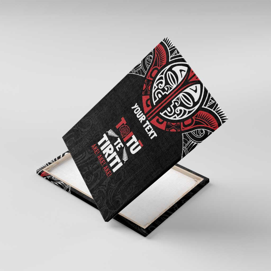 Aotearoa Maori Personalized Canvas Wall Art Toitu Te Tiriti Ake! Ake! Ake! LT7 With Frame Black - Polynesian Pride