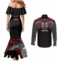 Aotearoa Maori Personalized Couples Matching Mermaid Dress and Long Sleeve Button Shirt Toitu Te Tiriti Ake! Ake! Ake! LT7 - Polynesian Pride