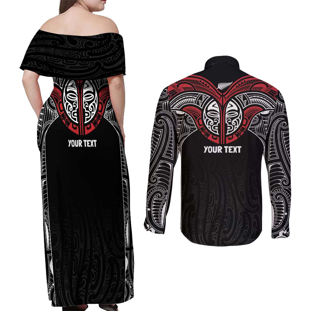 Aotearoa Maori Personalized Couples Matching Off Shoulder Maxi Dress and Long Sleeve Button Shirt Toitu Te Tiriti Ake! Ake! Ake! LT7 - Polynesian Pride