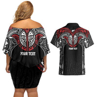 Aotearoa Maori Personalized Couples Matching Off Shoulder Short Dress and Hawaiian Shirt Toitu Te Tiriti Ake! Ake! Ake! LT7 - Polynesian Pride