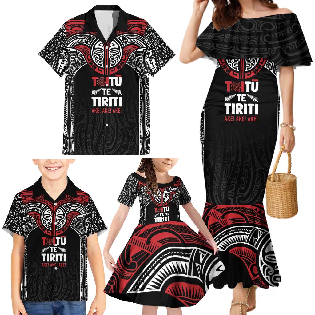 Aotearoa Maori Personalized Family Matching Mermaid Dress and Hawaiian Shirt Toitu Te Tiriti Ake! Ake! Ake!