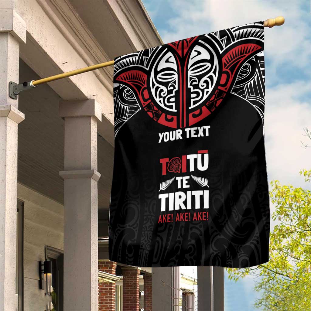 Aotearoa Maori Personalized Garden Flag Toitu Te Tiriti Ake! Ake! Ake! LT7 House Flag Black - Polynesian Pride