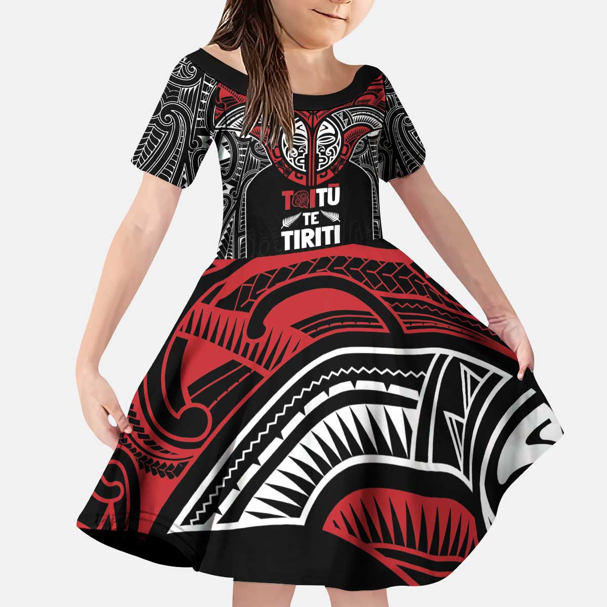 Aotearoa Maori Personalized Kid Short Sleeve Dress Toitu Te Tiriti Ake! Ake! Ake!