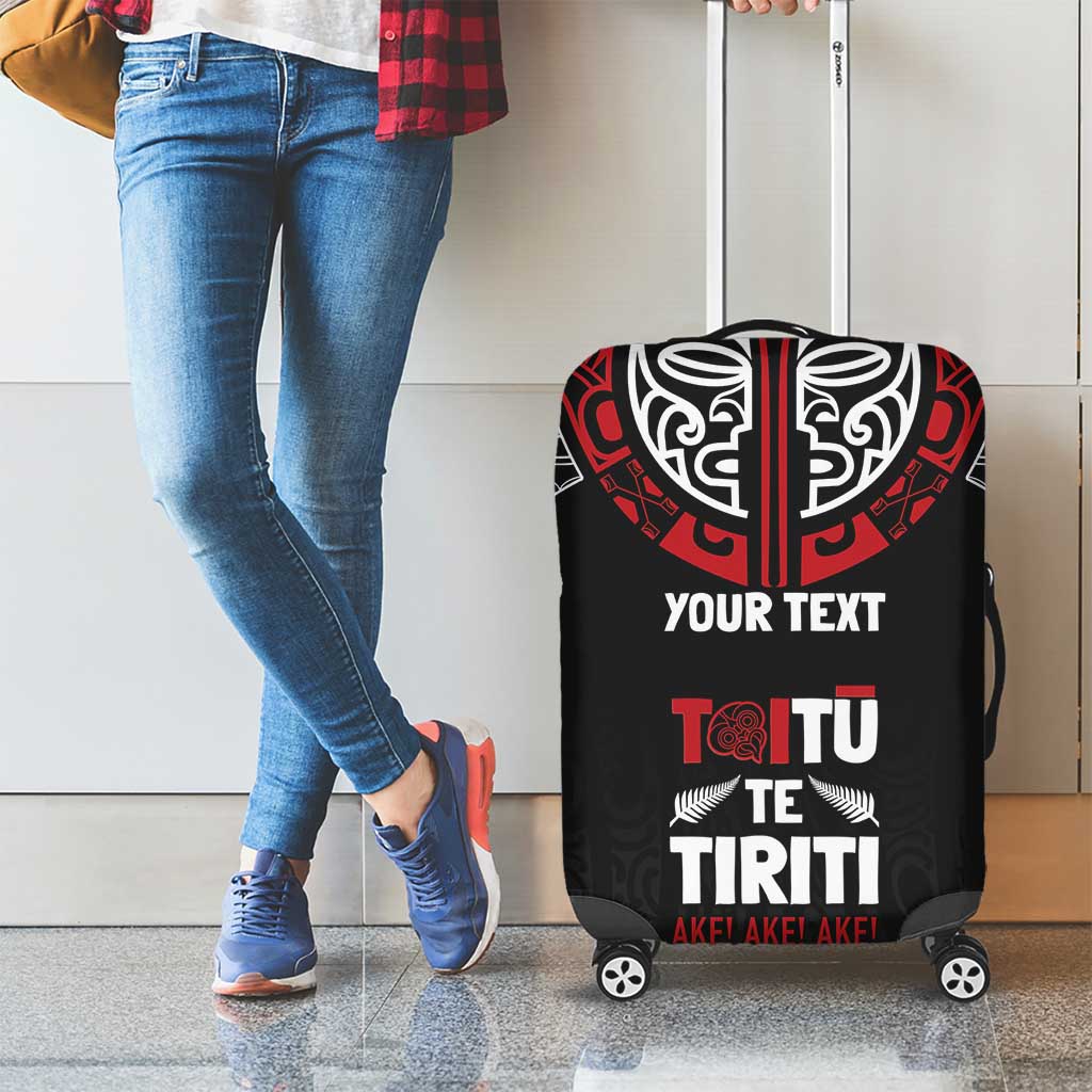 Aotearoa Maori Personalized Luggage Cover Toitu Te Tiriti Ake! Ake! Ake!