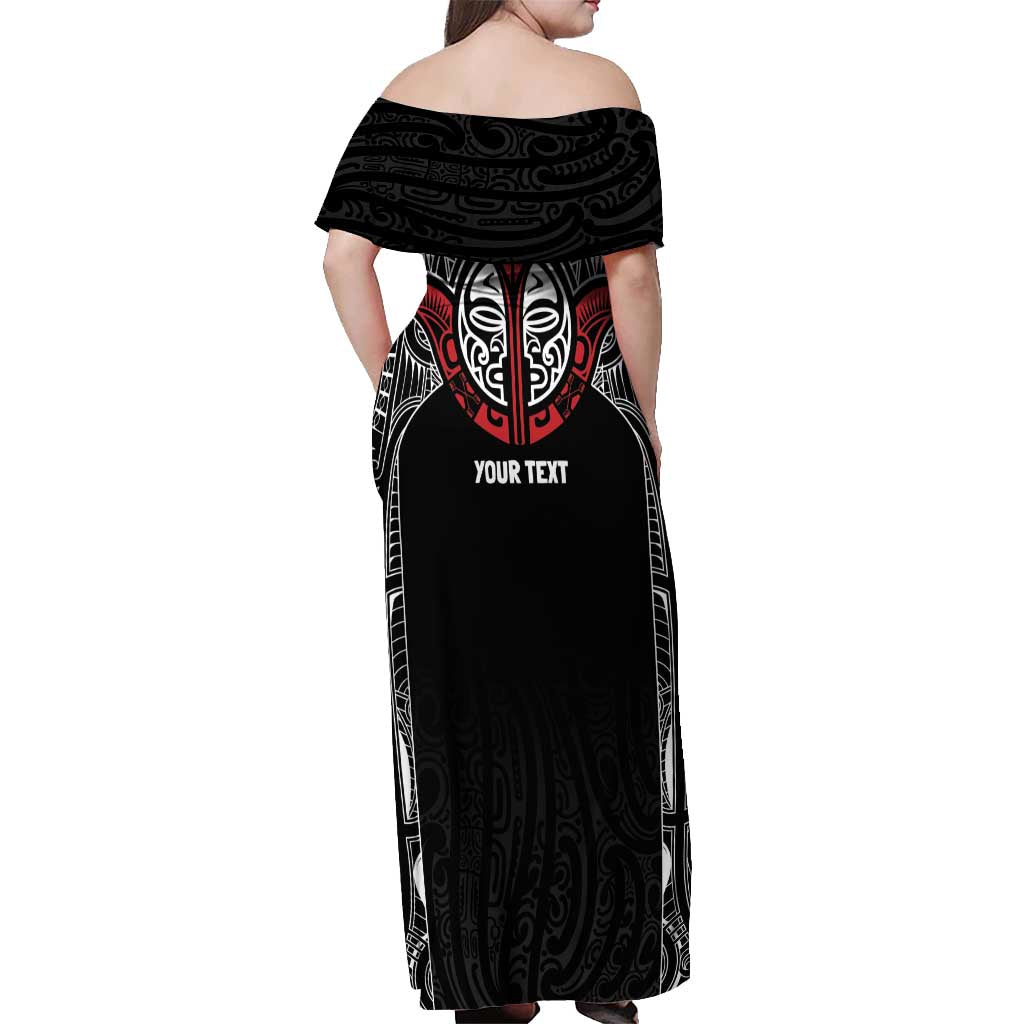 Aotearoa Maori Personalized Off Shoulder Maxi Dress Toitu Te Tiriti Ake! Ake! Ake!