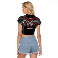 Aotearoa Maori Personalized Raglan Cropped T Shirt Toitu Te Tiriti Ake! Ake! Ake! LT7 - Polynesian Pride