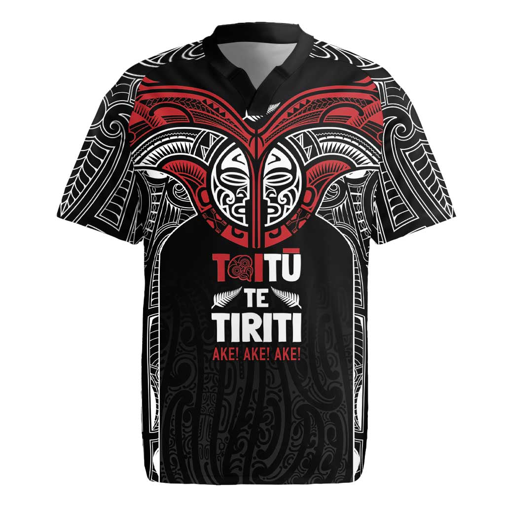Aotearoa Maori Personalized Rugby Jersey Toitu Te Tiriti Ake! Ake! Ake! LT7 Black - Polynesian Pride