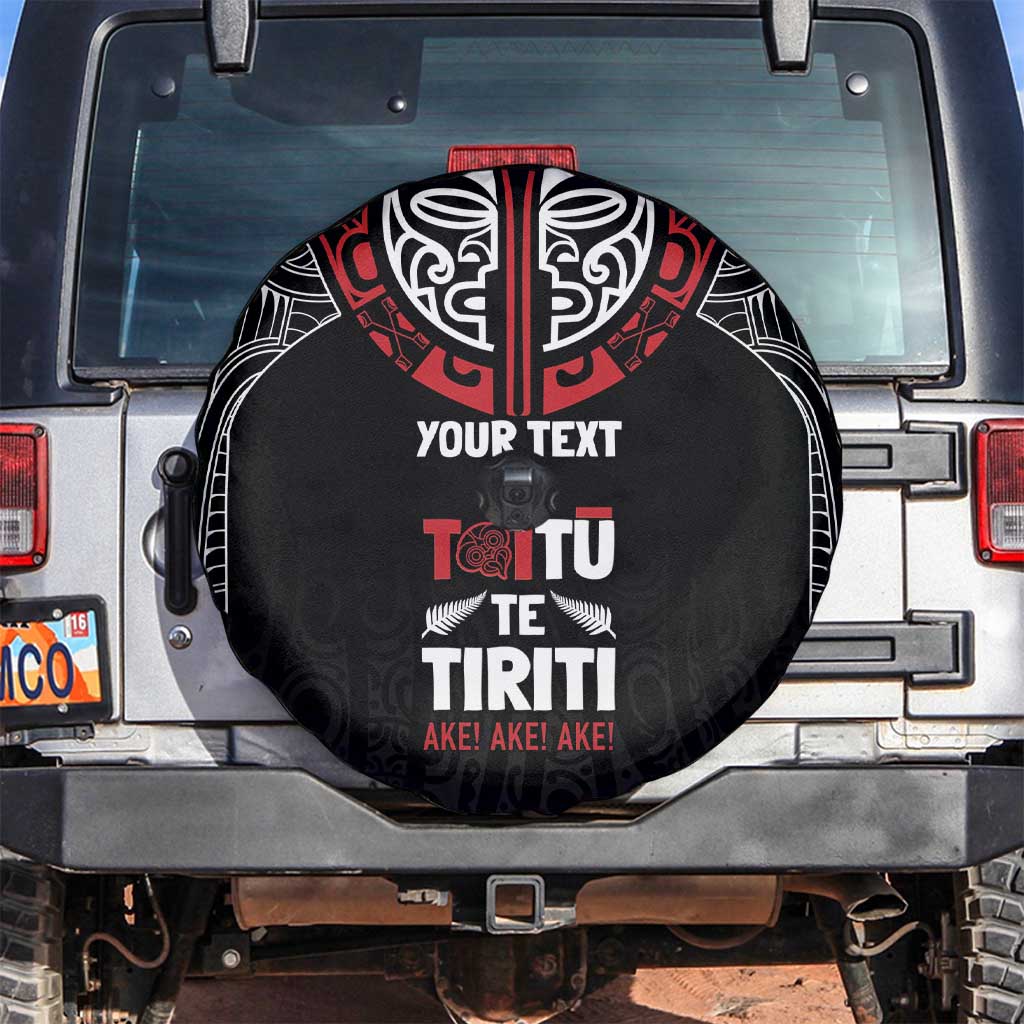 Aotearoa Maori Personalized Spare Tire Cover Toitu Te Tiriti Ake! Ake! Ake! LT7 Black - Polynesian Pride