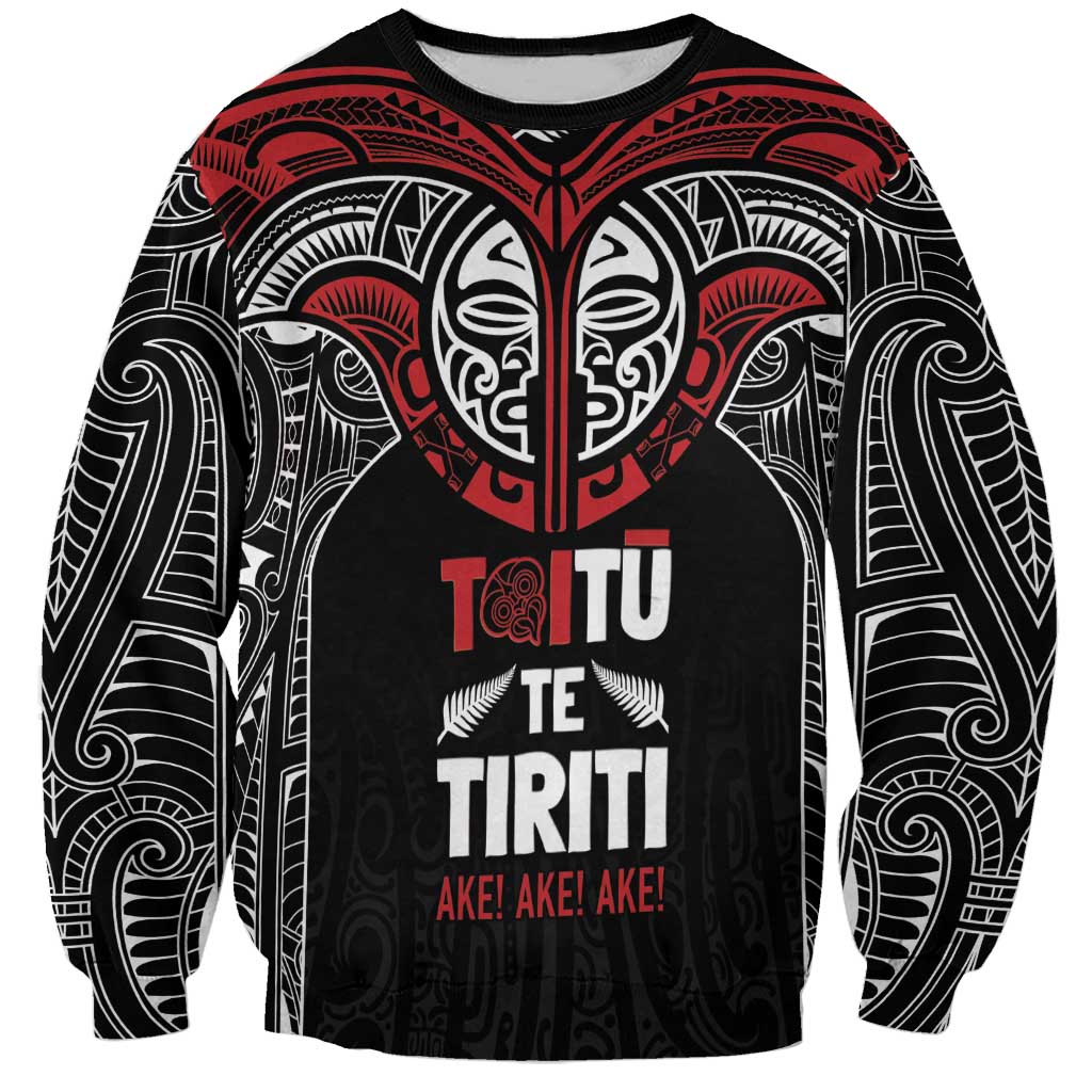 Aotearoa Maori Personalized Sweatshirt Toitu Te Tiriti Ake! Ake! Ake! LT7 Unisex Black - Polynesian Pride