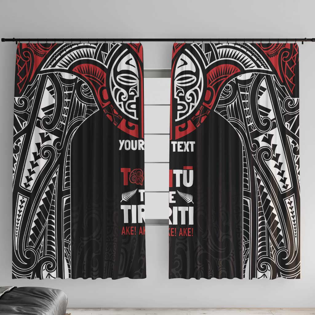 Aotearoa Maori Personalized Window Curtain Toitu Te Tiriti Ake! Ake! Ake! LT7 With Hooks Black - Polynesian Pride