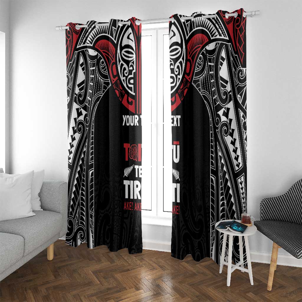 Aotearoa Maori Personalized Window Curtain Toitu Te Tiriti Ake! Ake! Ake! LT7 With Grommets Black - Polynesian Pride