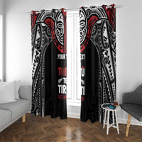 Aotearoa Maori Personalized Window Curtain Toitu Te Tiriti Ake! Ake! Ake! LT7 With Grommets Black - Polynesian Pride