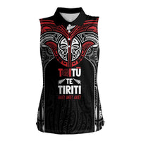 Aotearoa Maori Personalized Women Sleeveless Polo Shirt Toitu Te Tiriti Ake! Ake! Ake!
