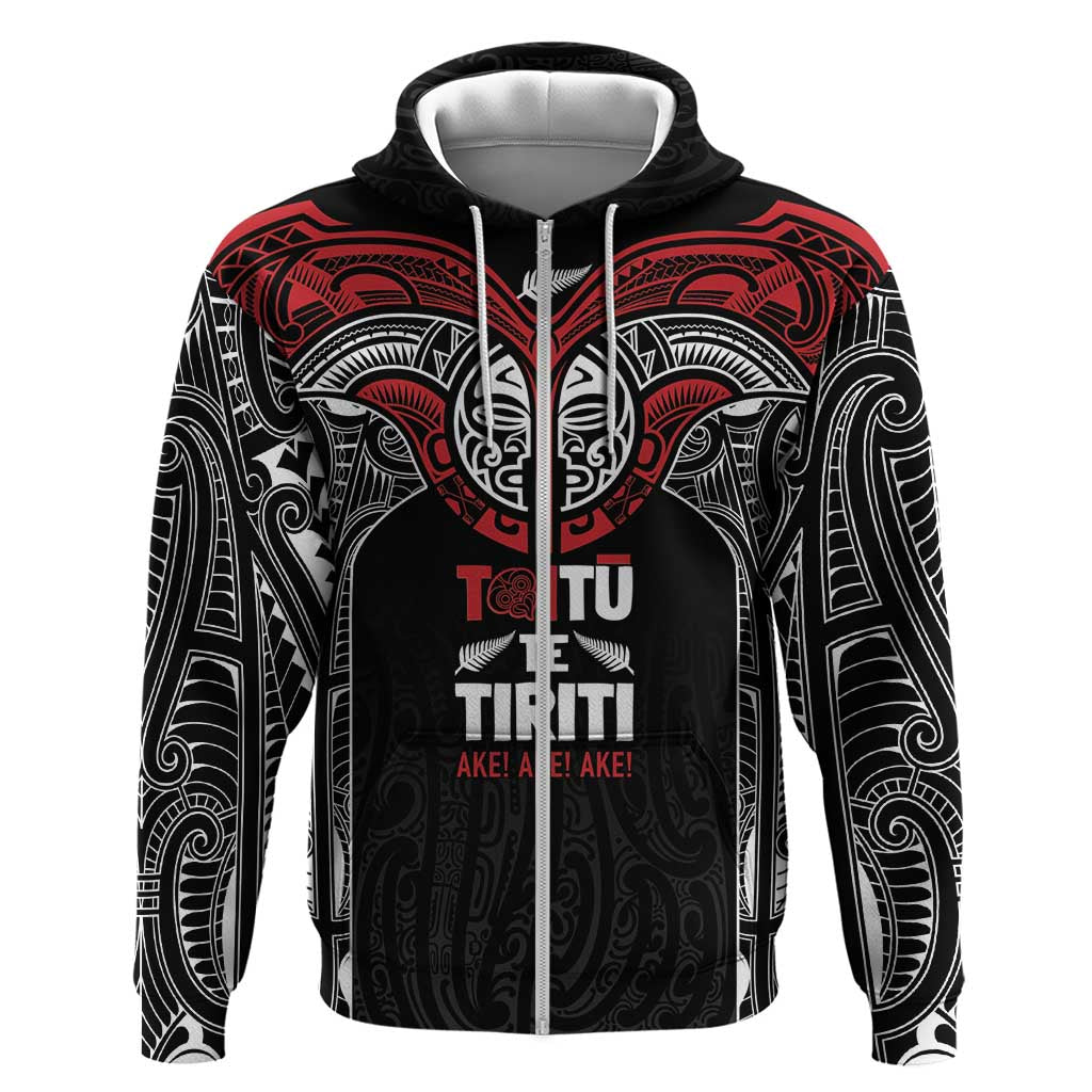 Aotearoa Maori Personalized Zip Hoodie Toitu Te Tiriti Ake! Ake! Ake!