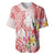 Polynesian Women's Day Wahine Baseball Jersey Plumeria Marble Glaze - Pink LT7 Pink - Polynesian Pride