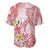 Polynesian Women's Day Wahine Baseball Jersey Plumeria Marble Glaze - Pink LT7 - Polynesian Pride