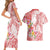 Polynesian Women's Day Wahine Couples Matching Short Sleeve Bodycon Dress and Hawaiian Shirt Plumeria Marble Glaze - Pink LT7 - Polynesian Pride