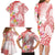 Polynesian Women's Day Wahine Family Matching Long Sleeve Bodycon Dress and Hawaiian Shirt Plumeria Marble Glaze - Pink LT7 - Polynesian Pride