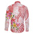 Polynesian Women's Day Wahine Family Matching Long Sleeve Bodycon Dress and Hawaiian Shirt Plumeria Marble Glaze - Pink LT7 - Polynesian Pride