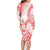 Polynesian Women's Day Wahine Family Matching Long Sleeve Bodycon Dress and Hawaiian Shirt Plumeria Marble Glaze - Pink LT7 - Polynesian Pride