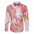 Polynesian Women's Day Wahine Family Matching Puletasi and Hawaiian Shirt Plumeria Marble Glaze - Pink LT7 Dad's Shirt - Long Sleeve Pink - Polynesian Pride