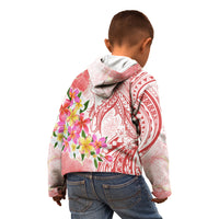 Polynesian Women's Day Wahine Kid Hoodie Plumeria Marble Glaze - Pink LT7 - Polynesian Pride
