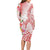 Polynesian Women's Day Wahine Long Sleeve Bodycon Dress Plumeria Marble Glaze - Pink LT7 - Polynesian Pride