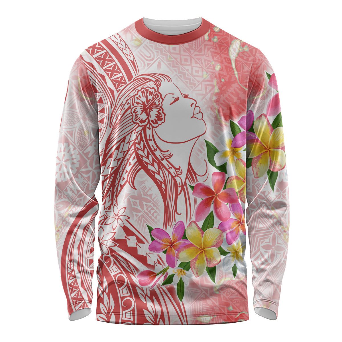 Polynesian Women's Day Wahine Long Sleeve Shirt Plumeria Marble Glaze - Pink LT7 Unisex Pink - Polynesian Pride