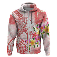 Polynesian Women's Day Wahine Zip Hoodie Plumeria Marble Glaze - Pink LT7 Zip Hoodie Pink - Polynesian Pride