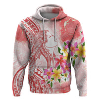 Polynesian Women's Day Wahine Zip Hoodie Plumeria Marble Glaze - Pink LT7 Pullover Hoodie Pink - Polynesian Pride