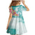 Polynesian Women's Day Wahine Family Matching Mermaid Dress and Hawaiian Shirt Plumeria Marble Glaze - Teal LT7 - Polynesian Pride