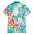 Polynesian Women's Day Wahine Family Matching Mermaid Dress and Hawaiian Shirt Plumeria Marble Glaze - Teal LT7 - Polynesian Pride