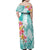 Polynesian Women's Day Wahine Family Matching Off Shoulder Maxi Dress and Hawaiian Shirt Plumeria Marble Glaze - Teal LT7 - Polynesian Pride