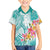 Polynesian Women's Day Wahine Family Matching Off Shoulder Short Dress and Hawaiian Shirt Plumeria Marble Glaze - Teal LT7 Son's Shirt Teal - Polynesian Pride